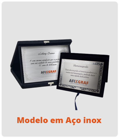 Placa de homenagem modelo em aço inox