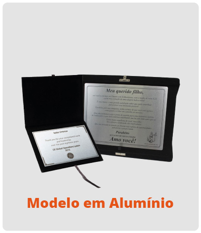 Placa de homenagem modelo em alumínio 